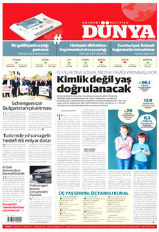 DÜNYA gazetesi ilk sayfası