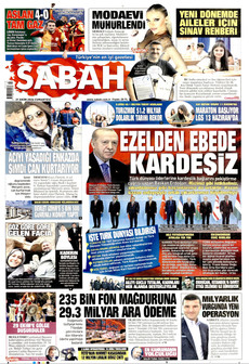 SABAH gazetesi ilk sayfası