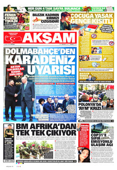 AKŞAM gazetesi ilk sayfası