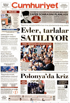 CUMHURİYET gazetesi ilk sayfası
