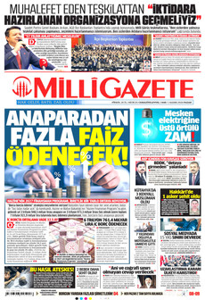 MİLLİ GAZETE gazetesi ilk sayfası