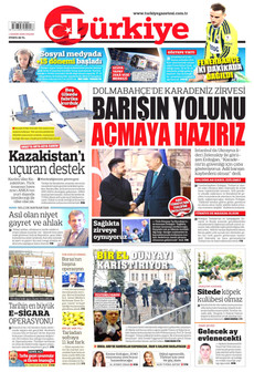 TÜRKİYE GAZETESİ gazetesi ilk sayfası