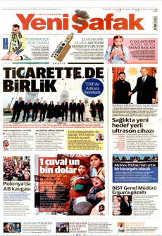 YENİ ŞAFAK gazetesi ilk sayfası