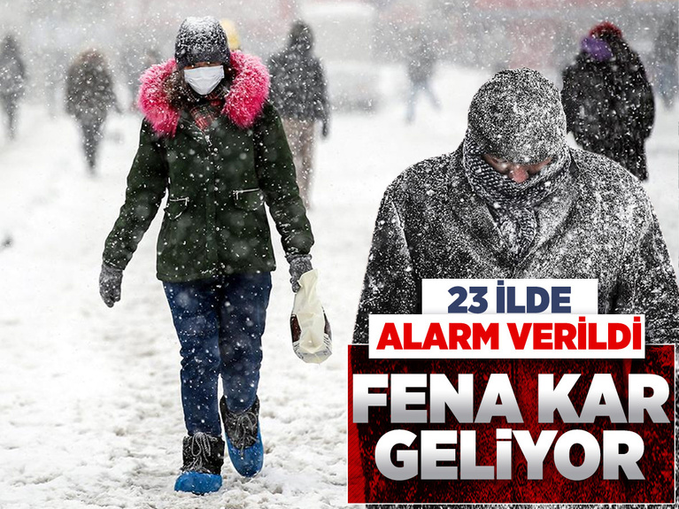 Fena kar geliyor Meteoroloji 23 ilde alarm verdi! Bu saatlere dikkat: İstanbul Ankara Eskişehir Van hava durumu...