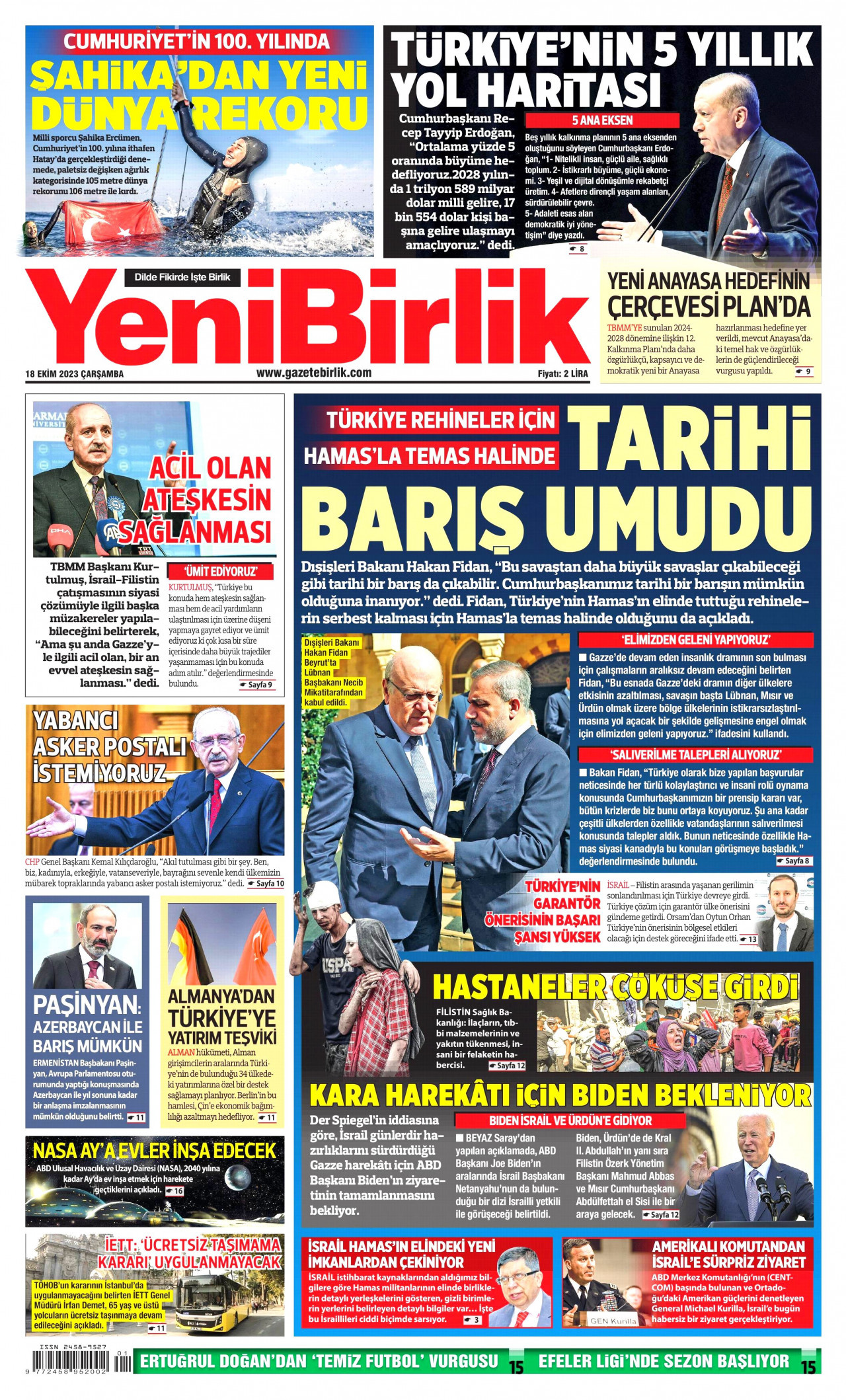 YeniBirlik Gazetesi - YeniBirlik Manşet Oku - Haberler 18 Ekim 2023