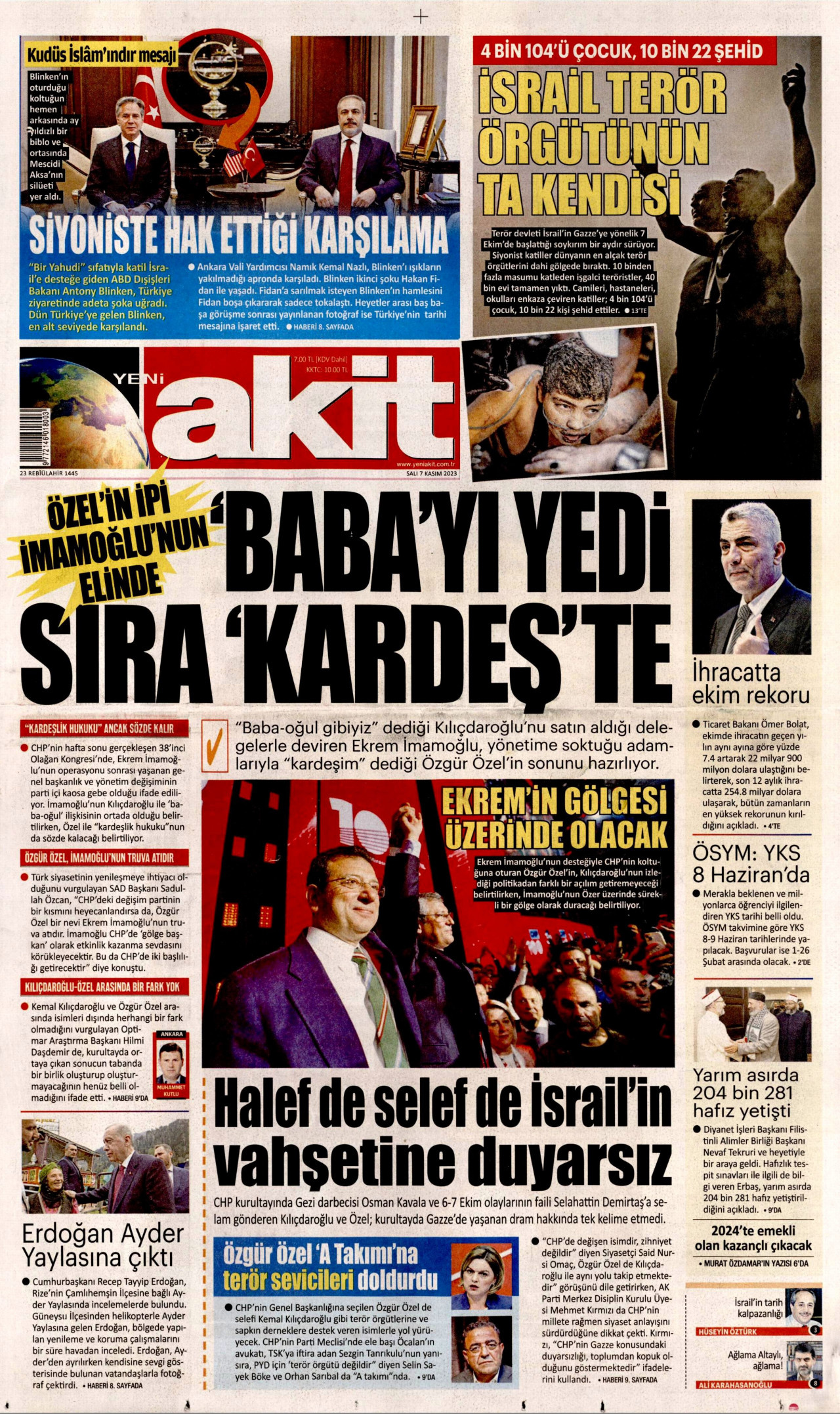 Yeni Akit Gazetesi - Yeni Akit Manşet Oku - Haberler 07 Kasım 2023