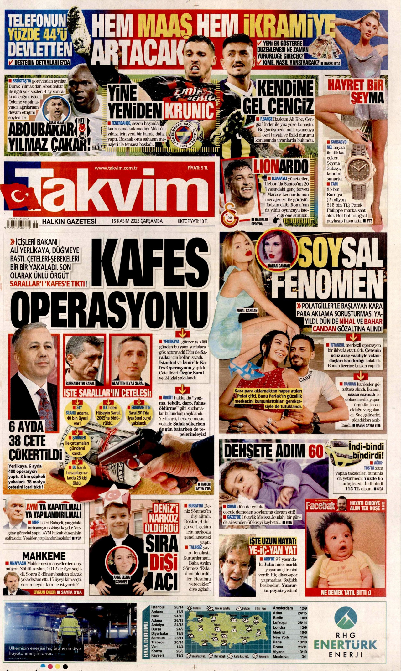 Takvim Gazetesi Takvim Manşet Oku Haberler 15 Kasım 2023