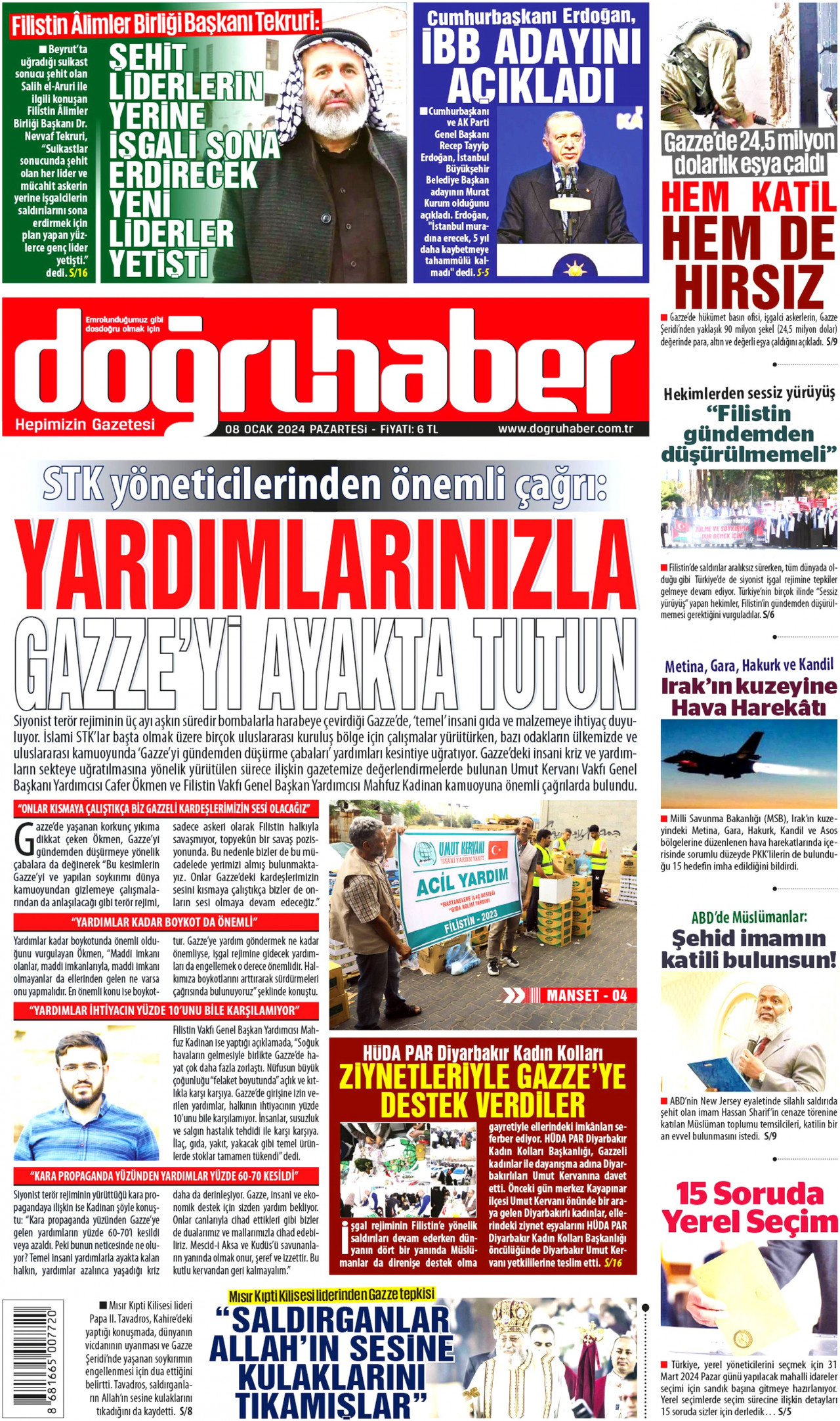 Doğru Haber Gazetesi - Doğru Haber Manşet Oku - Haberler 08 Ocak 2024