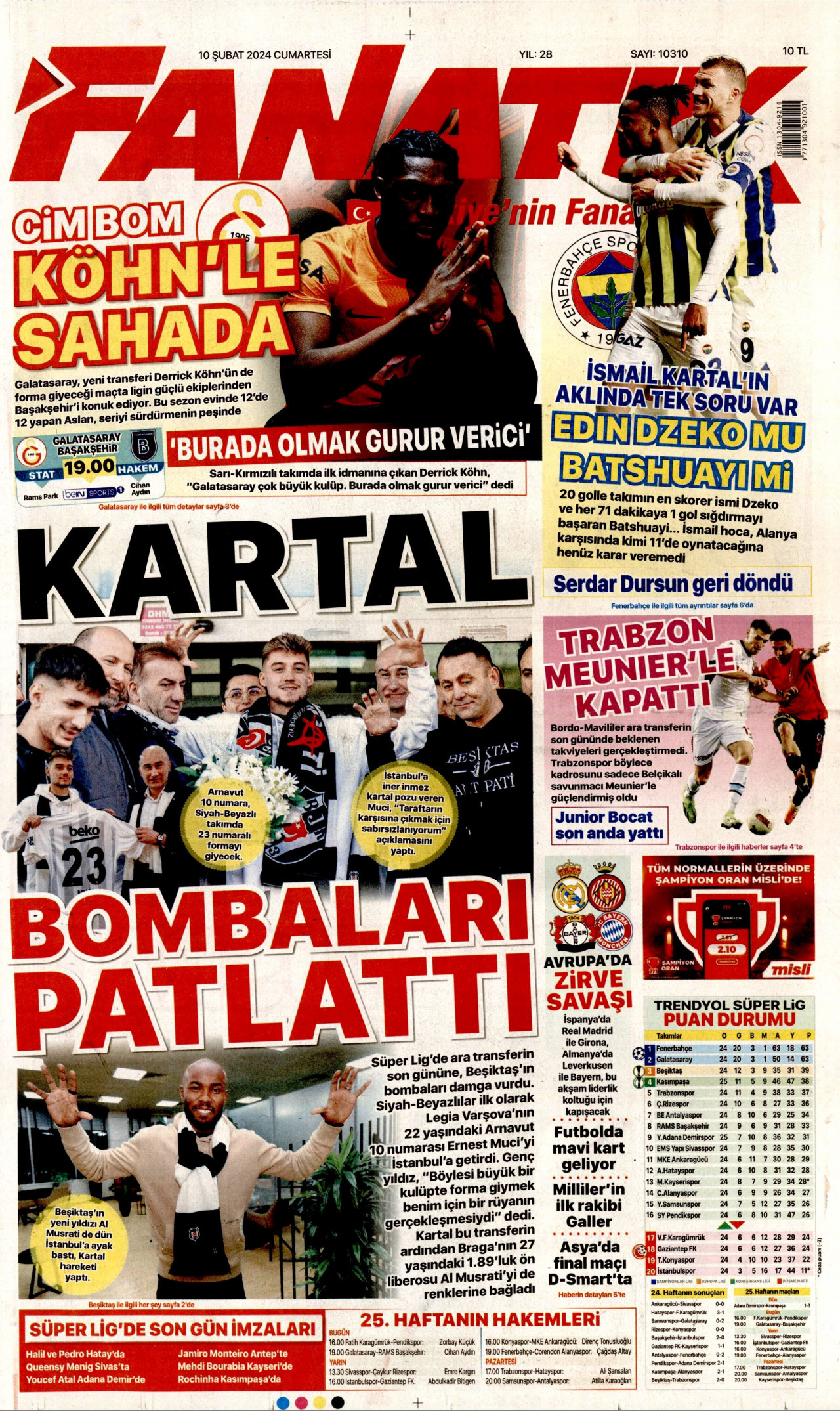 Fanatik Gazetesi - Fanatik Manşet Oku - Haberler 10 Şubat 2024