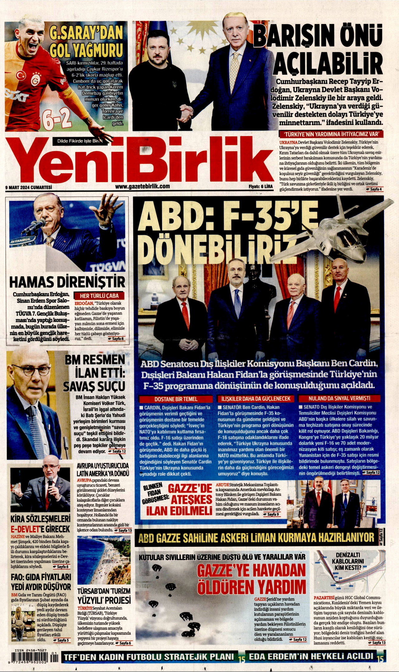 YeniBirlik Gazetesi - YeniBirlik Manşet Oku - Haberler 09 Mart 2024