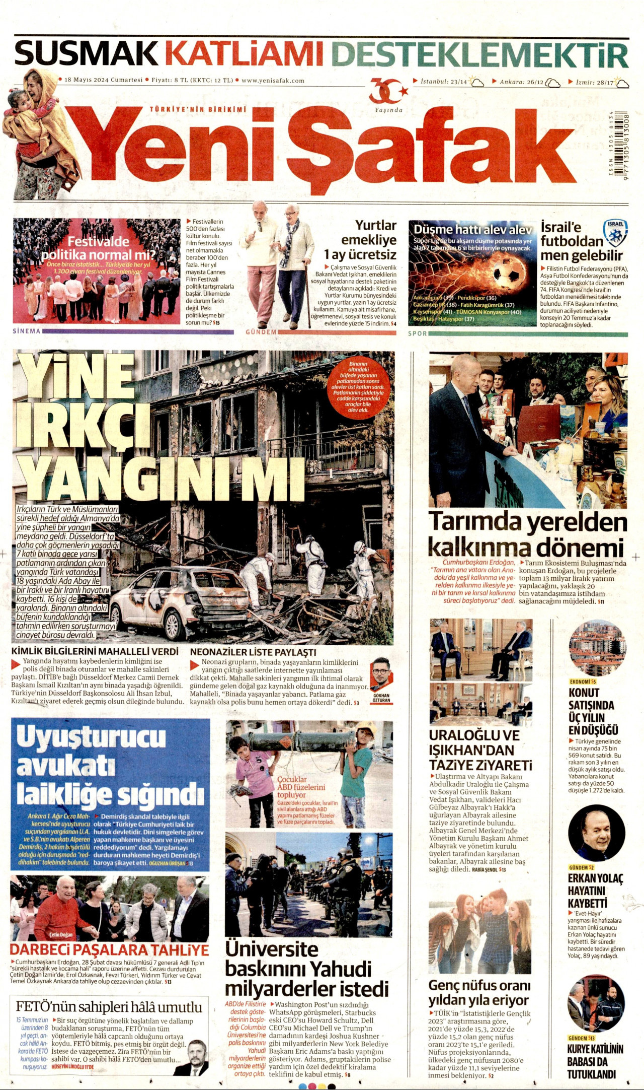 YENİ ŞAFAK Manşeti