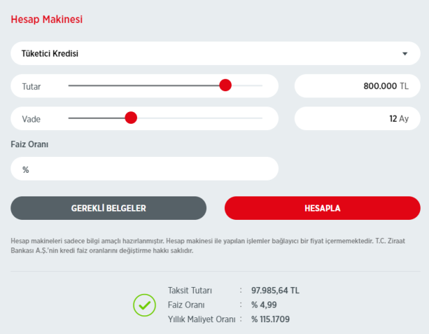 Ziraat Bankası tek başvuruyla 800.000 TL kredi veriyor!