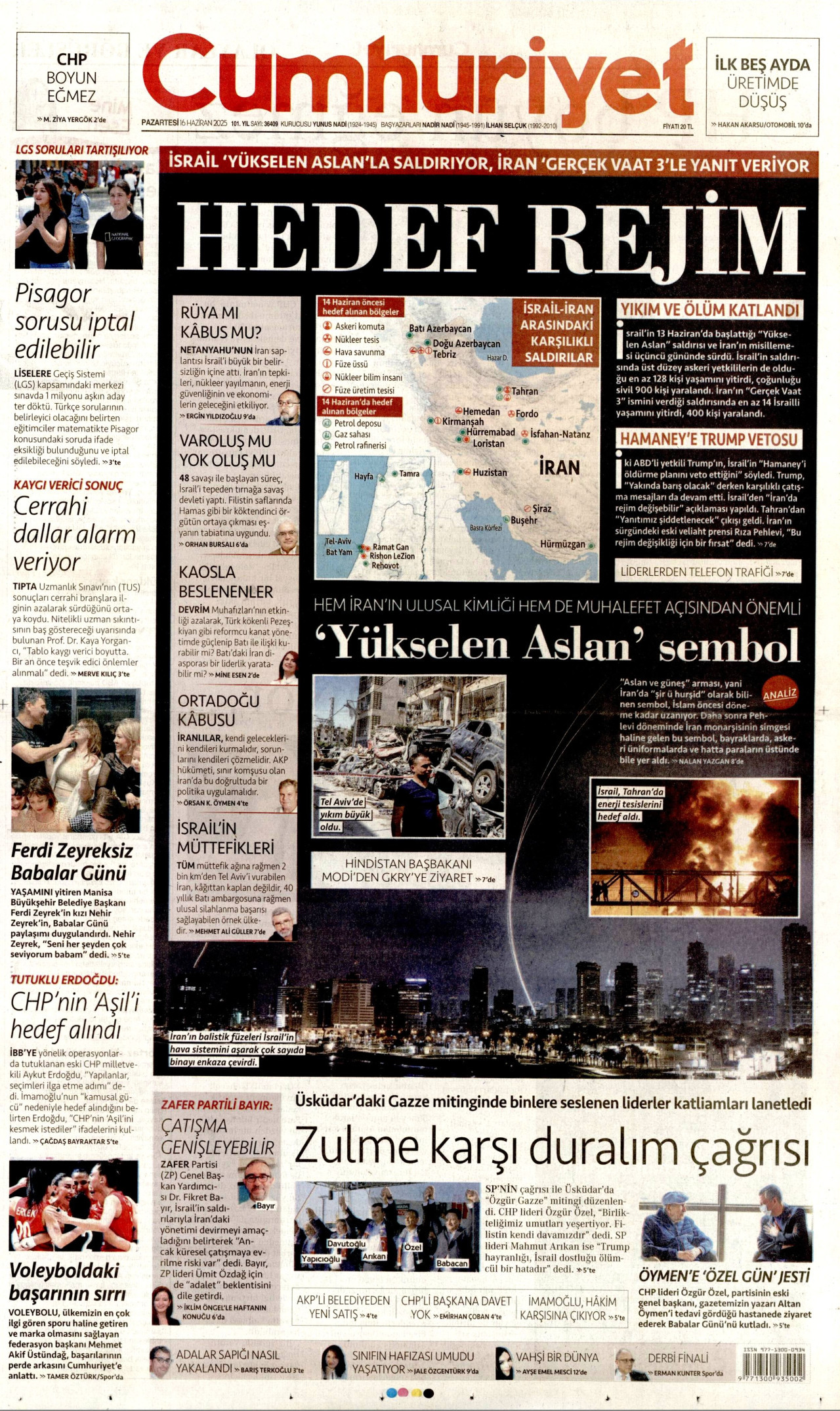 Cumhuriyet gazetesi manşet