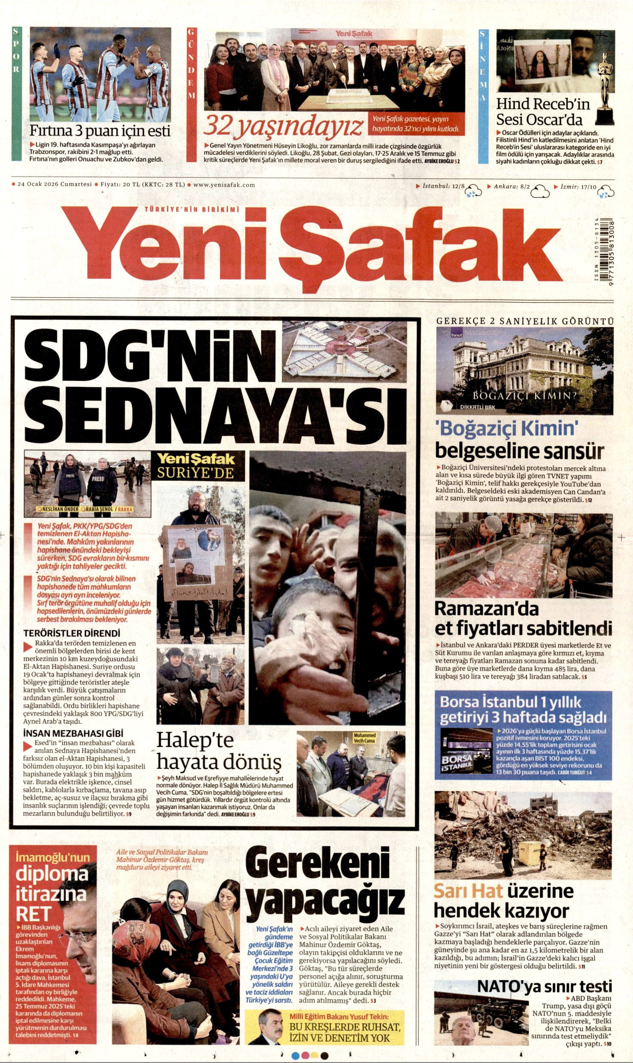 YENİ ŞAFAK Manşet