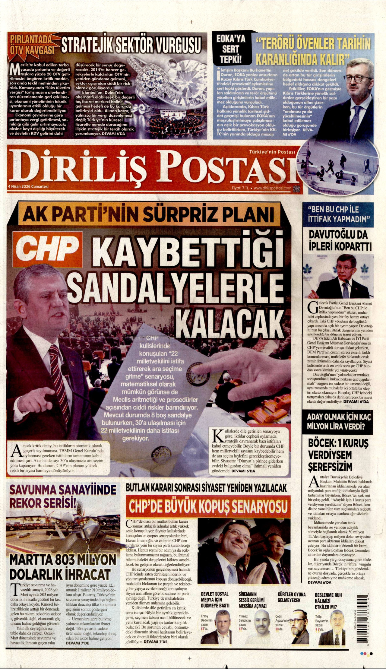 DİRİLİŞ POSTASI Manşeti