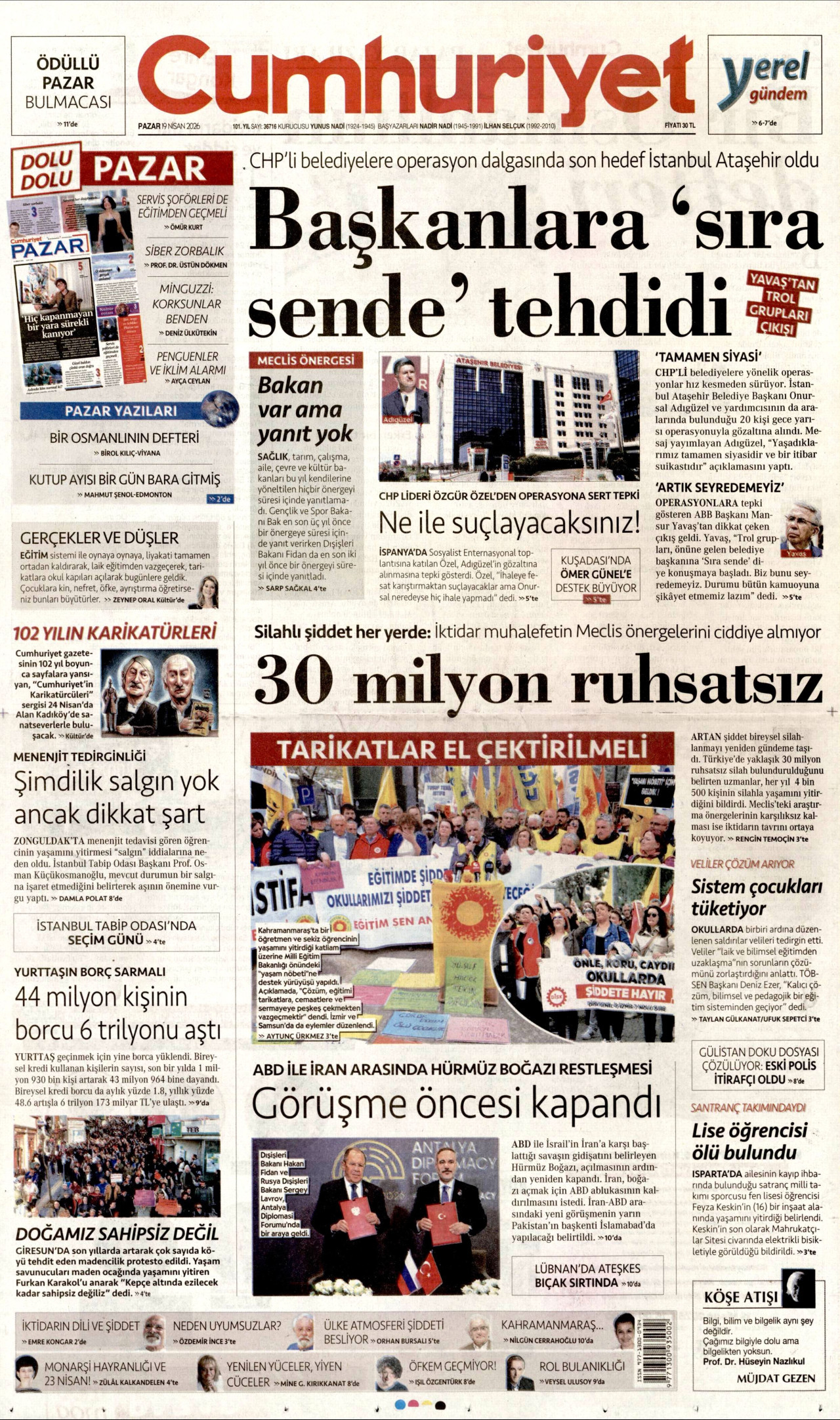 Cumhuriyet Manşeti