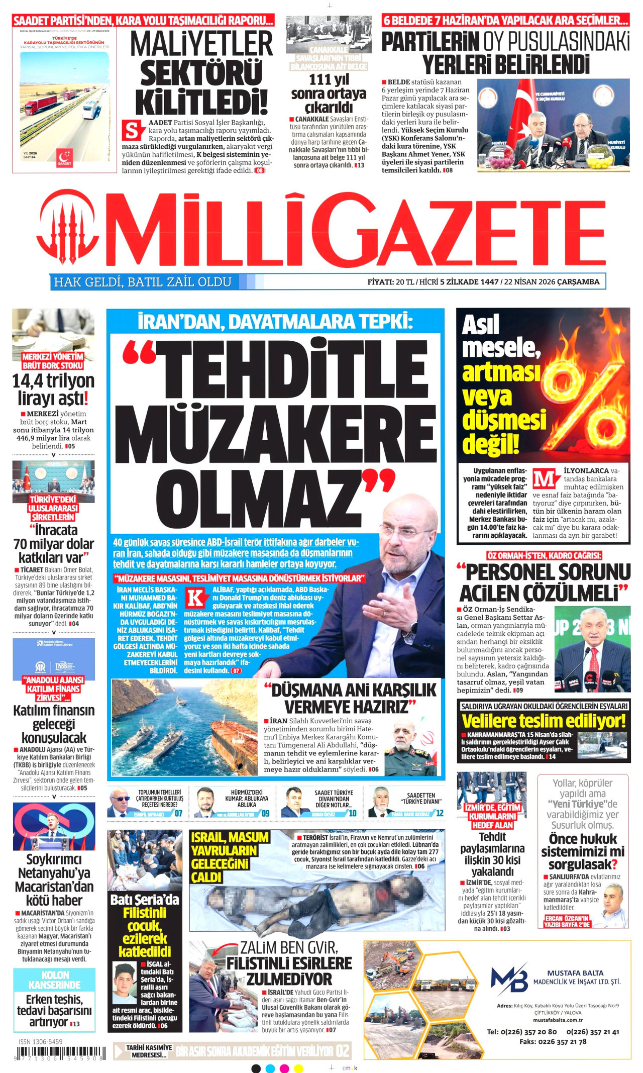 Milli Gazete Manşeti
