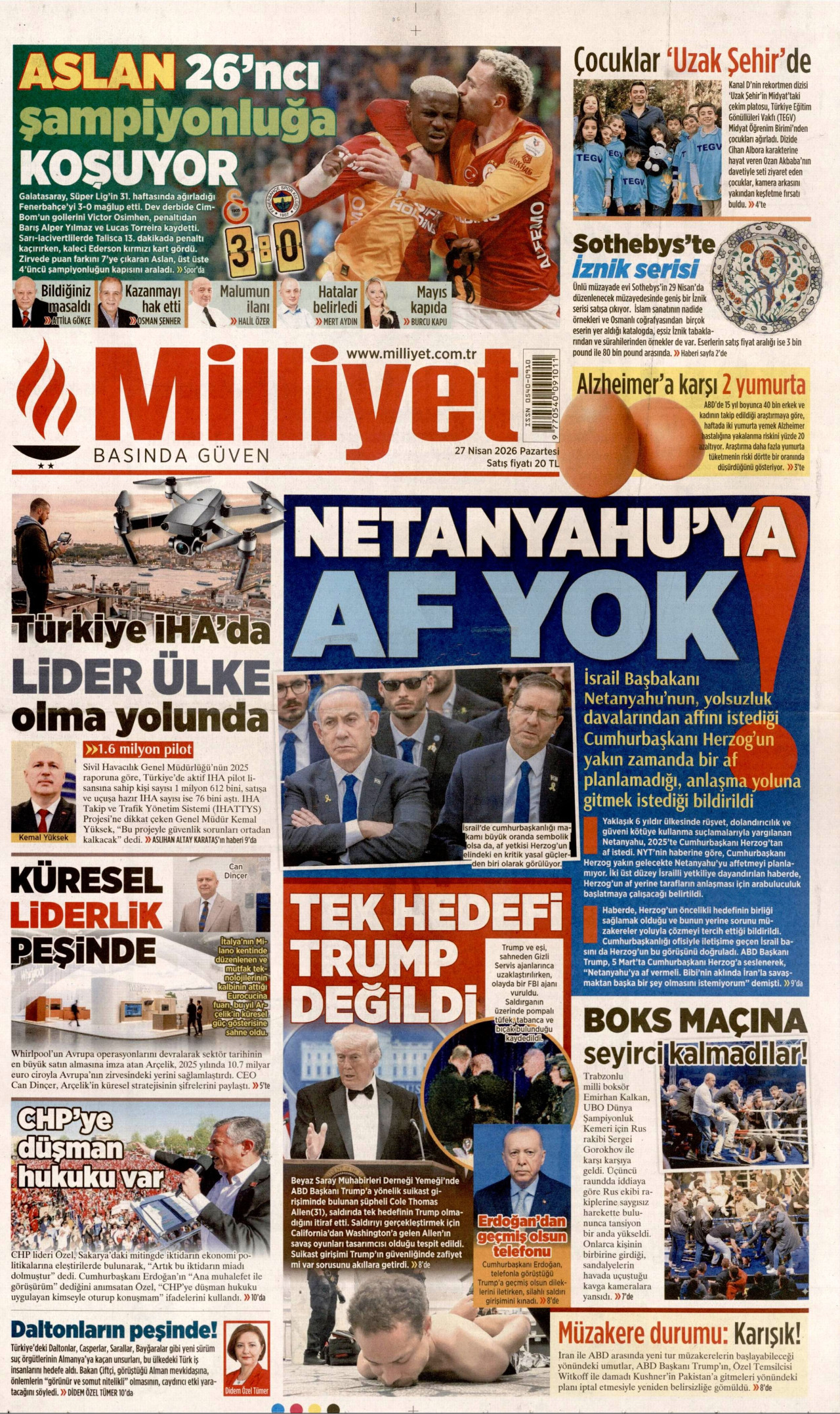 Milliyet Manşeti
