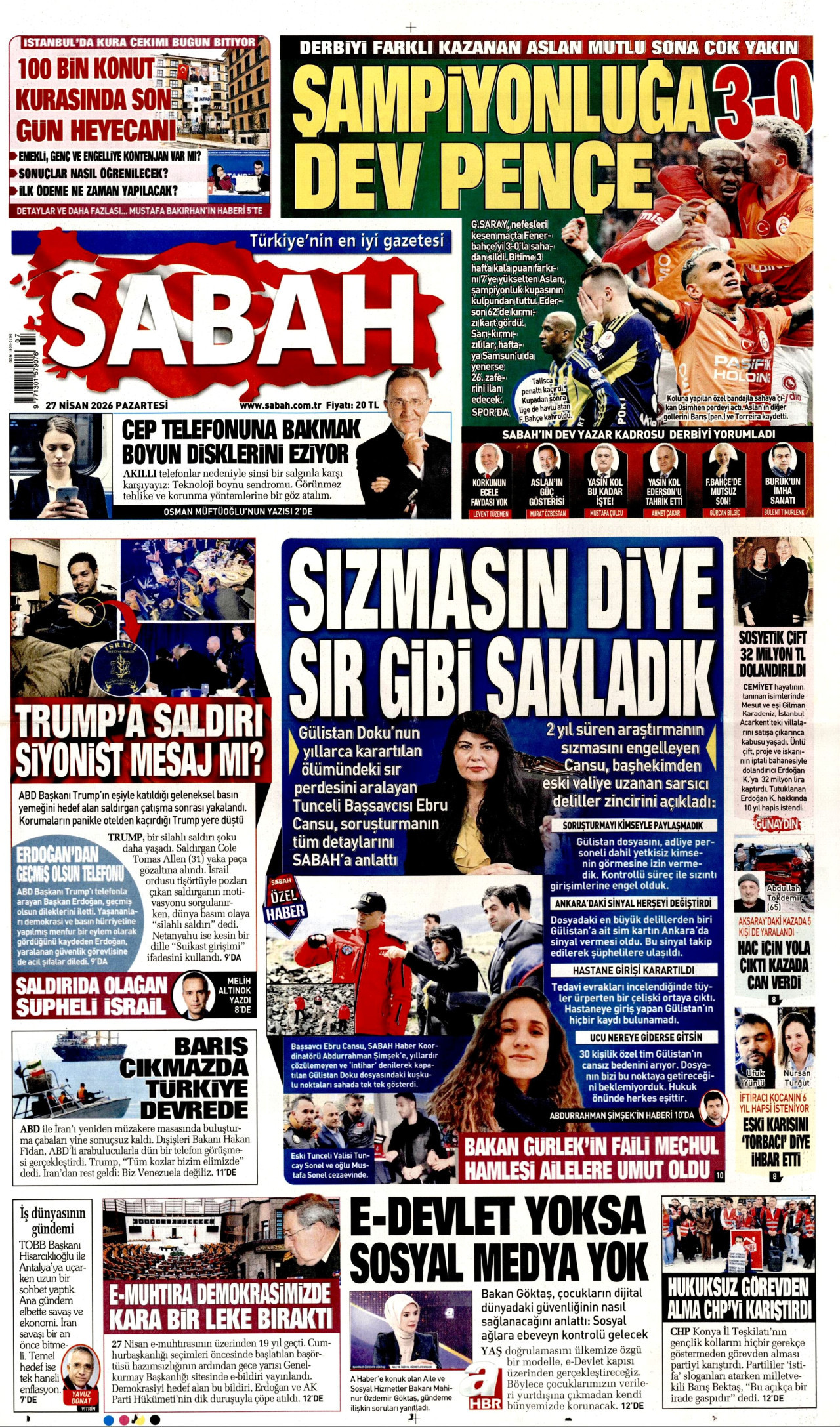 Sabah Manşeti