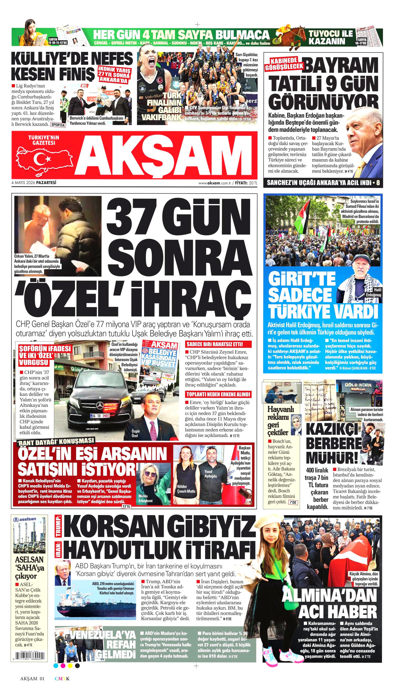 Akşam Manşeti