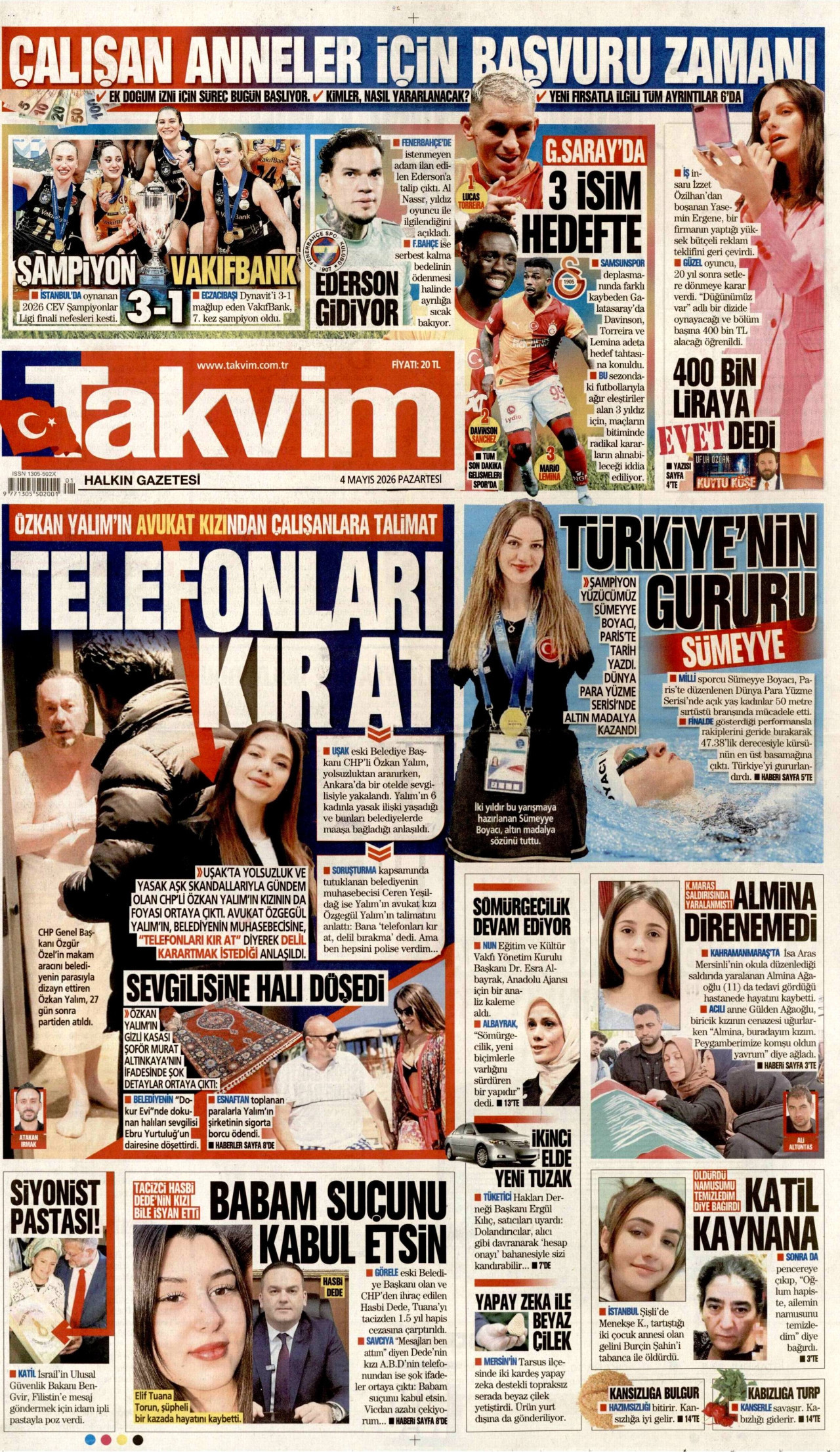 Takvim Manşeti