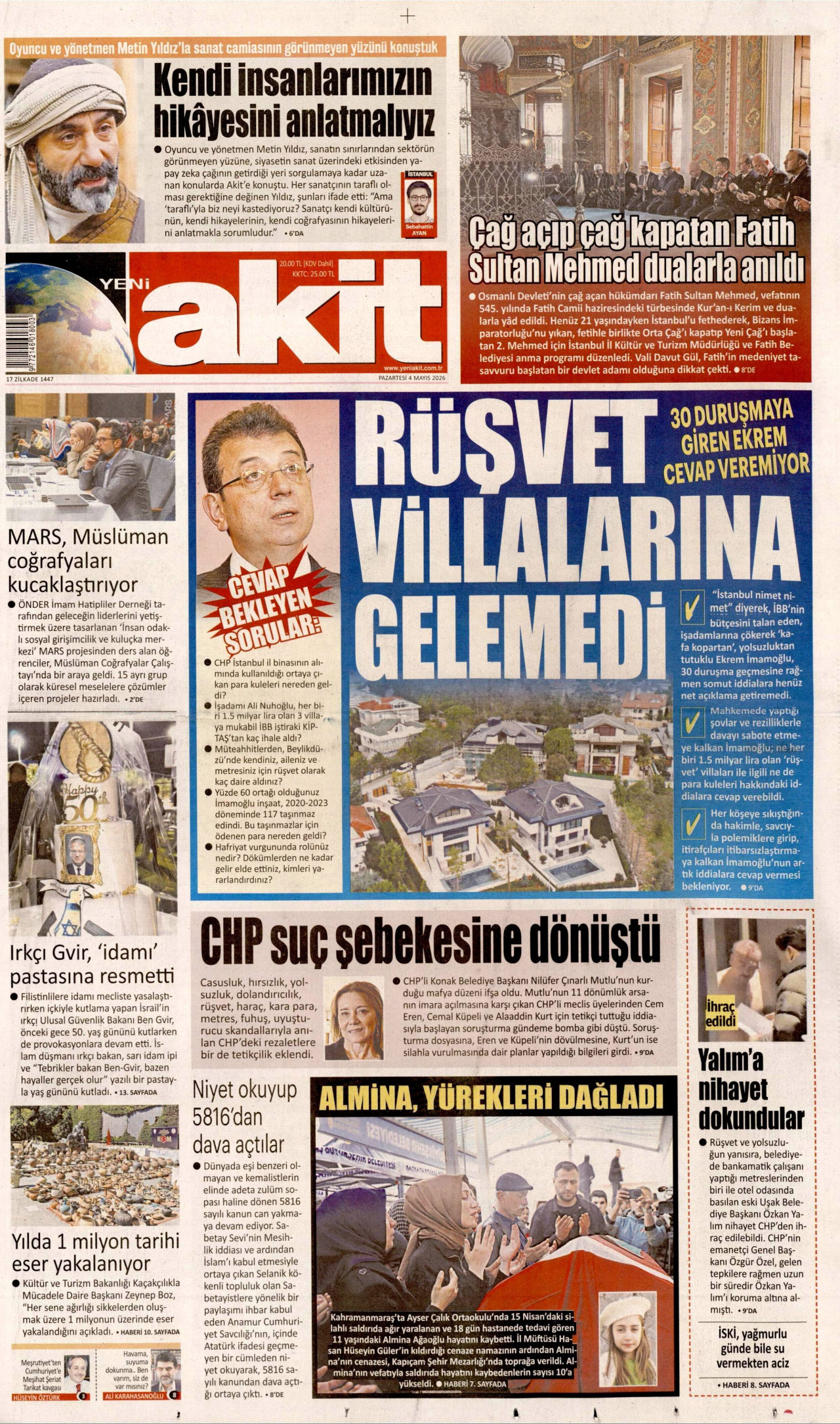 Yeni Akit Manşeti
