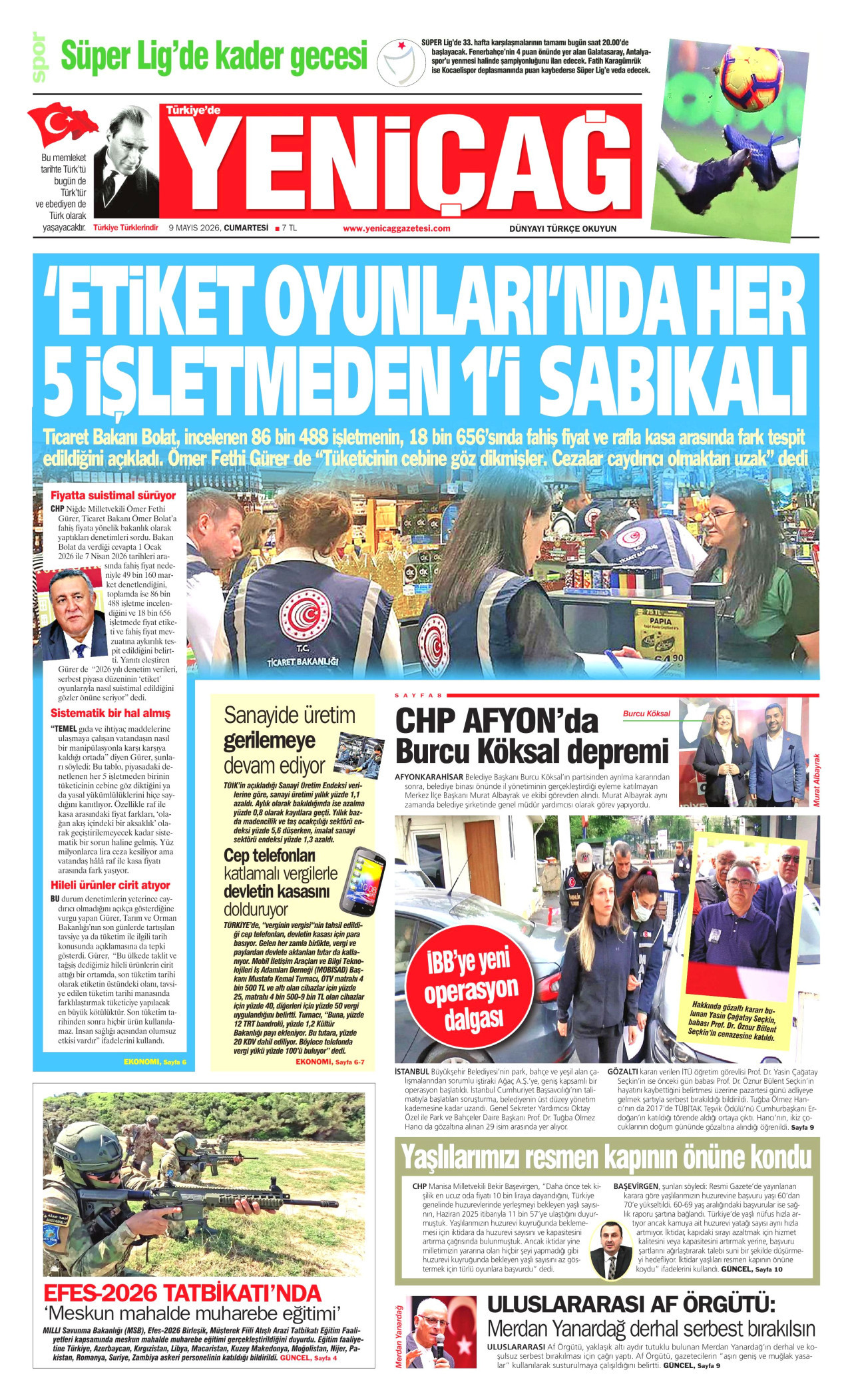 Yeniçağ Manşeti