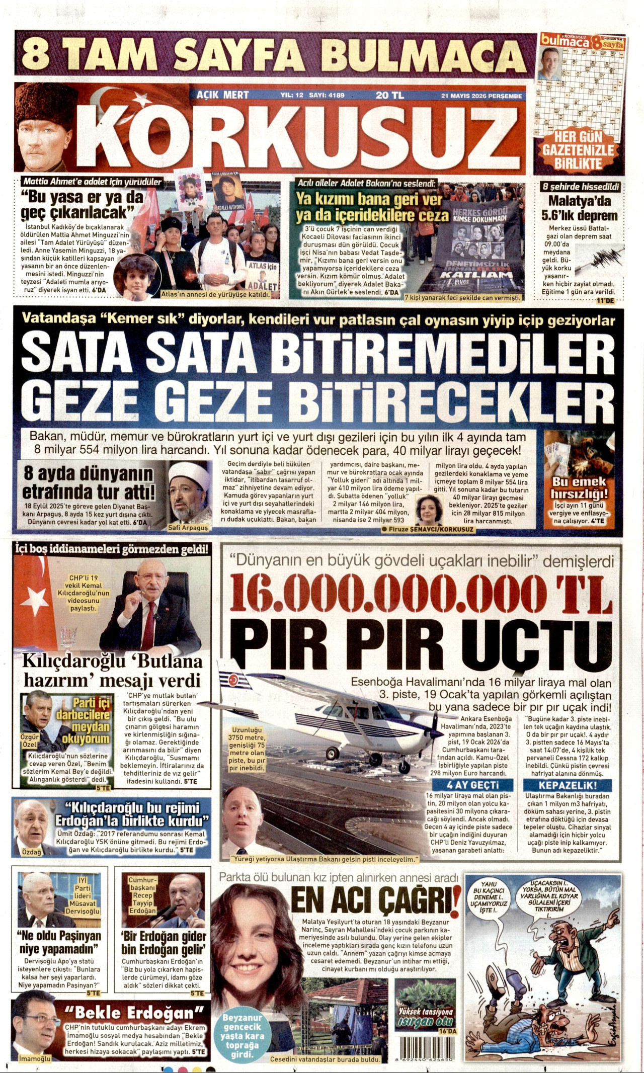 KORKUSUZ Manşeti