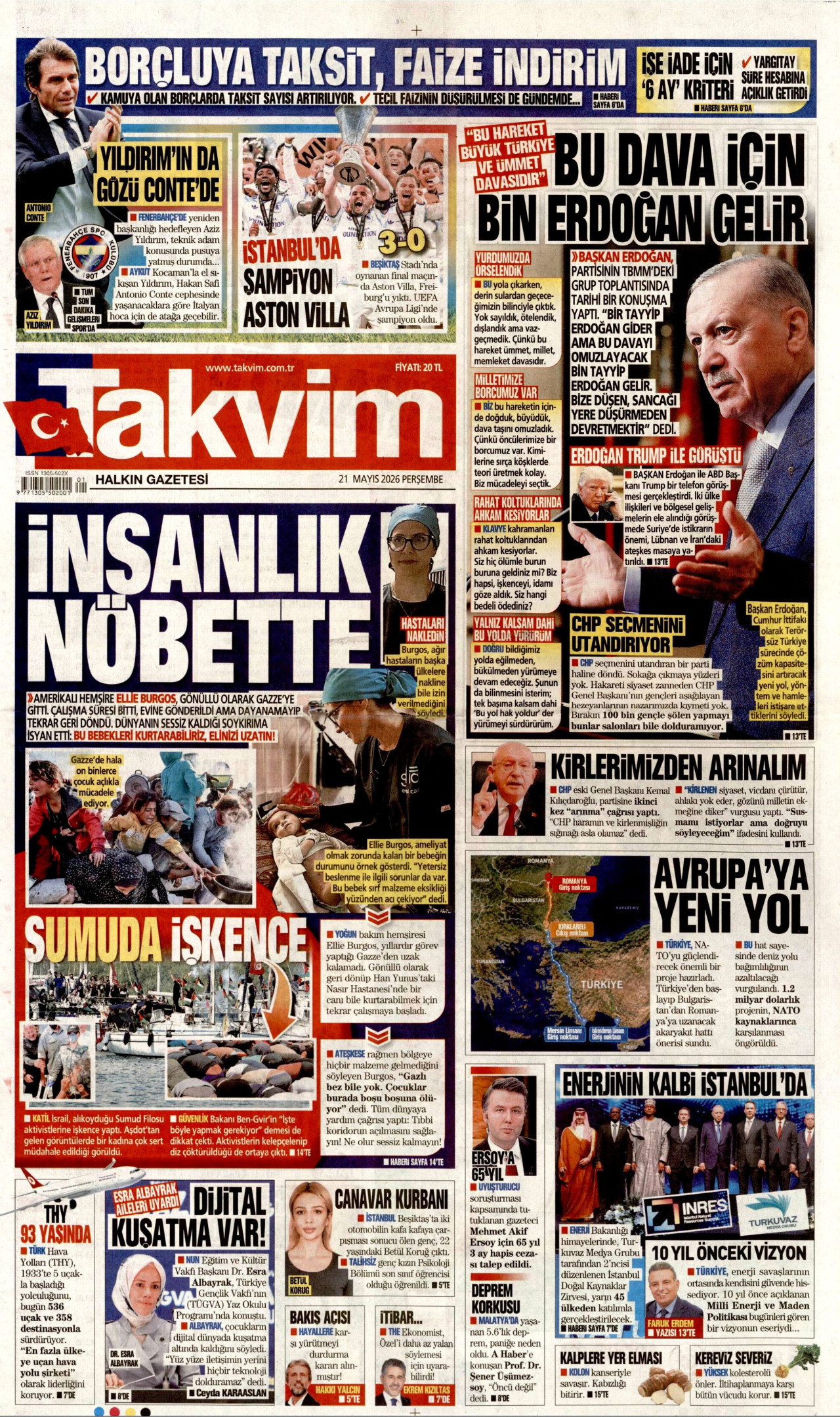 TAKVİM Manşeti