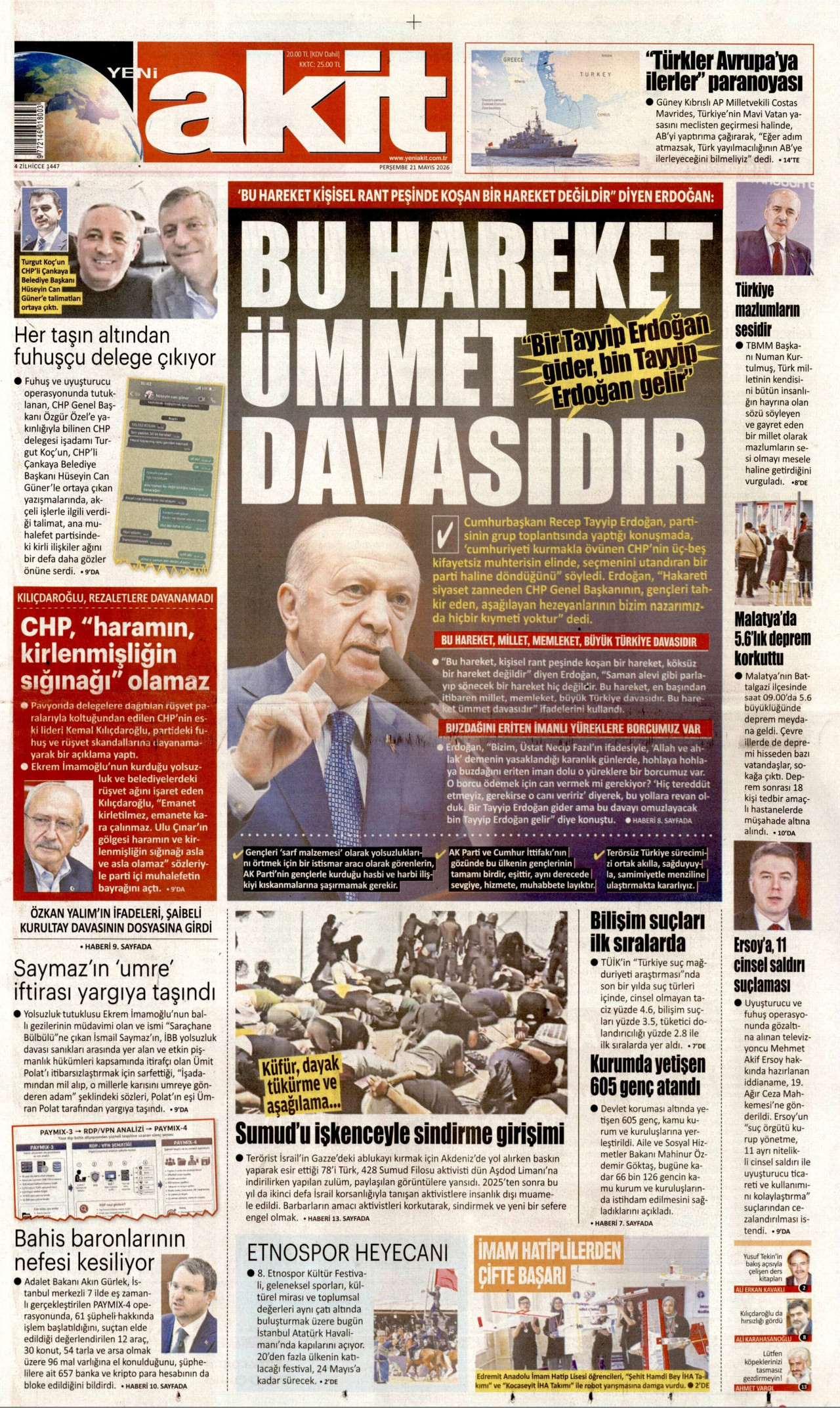 Yeni Akit Manşeti