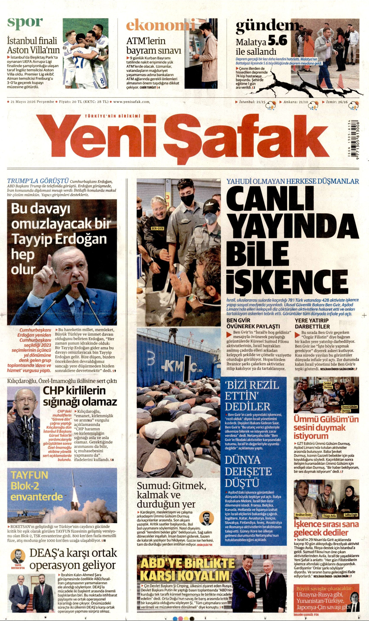 Yeni Şafak Manşeti
