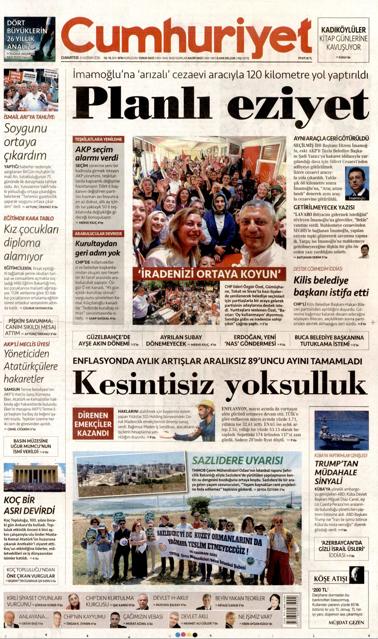 Cumhuriyet Manşeti