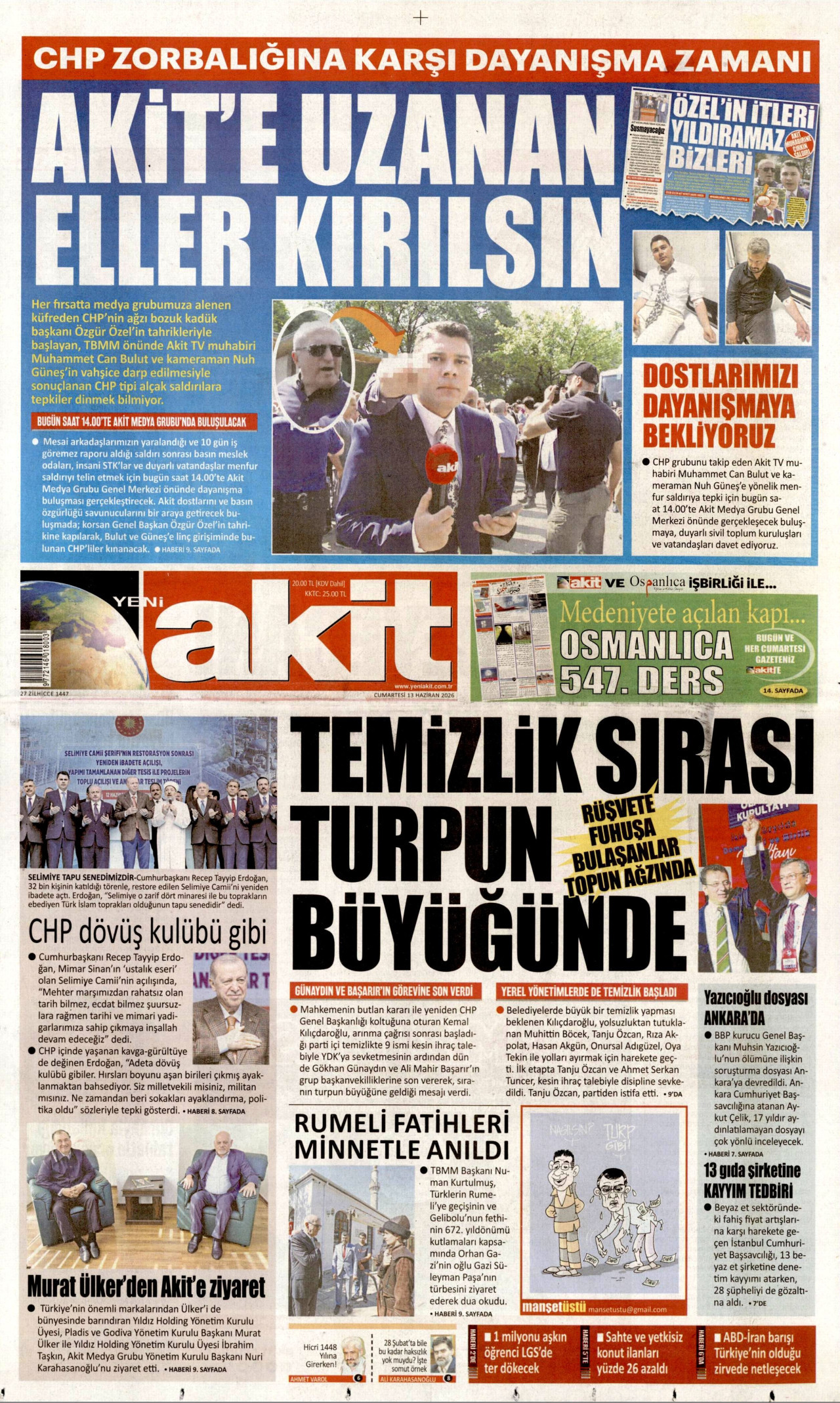 Yeni Akit Manşeti