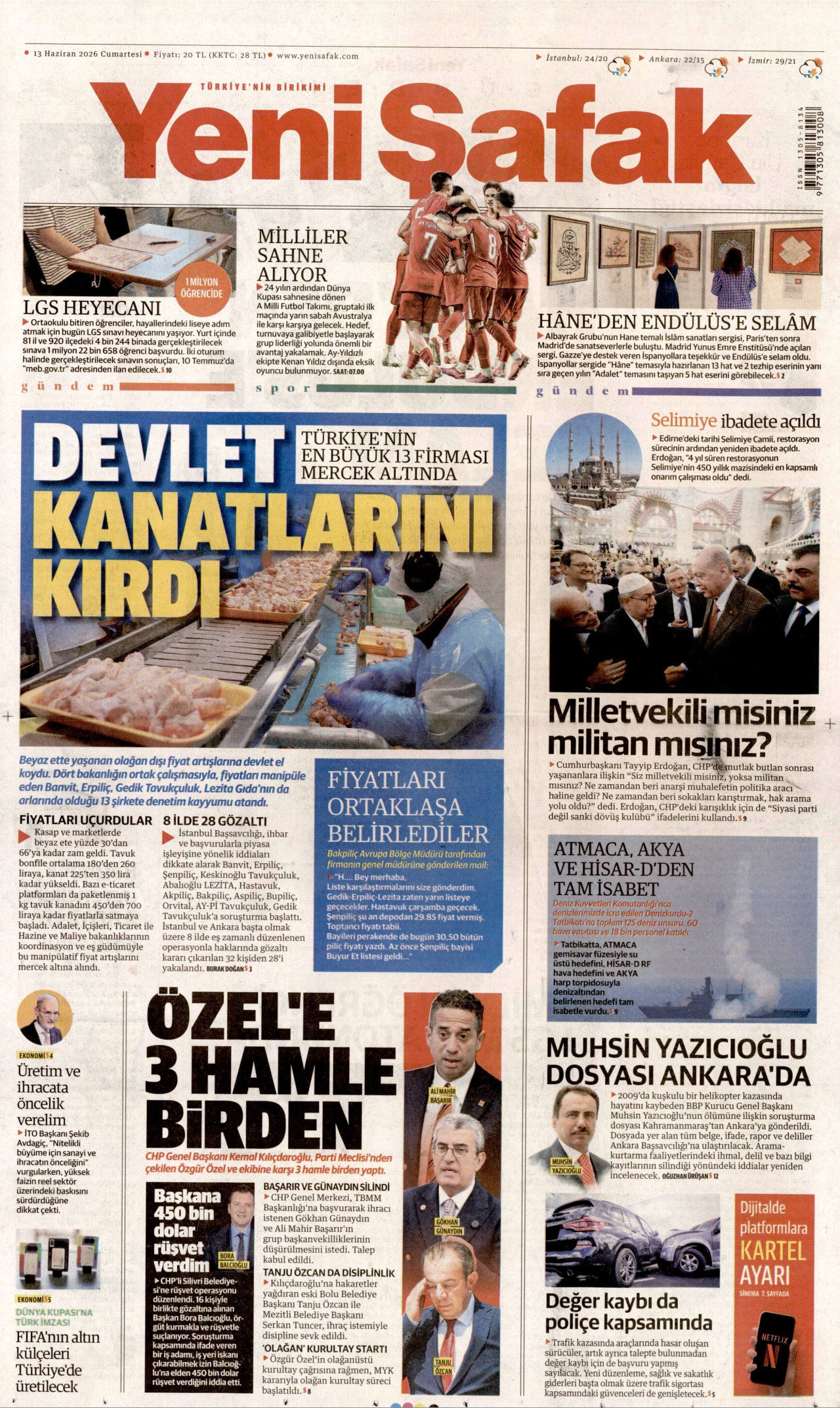 Yeni Şafak Manşeti
