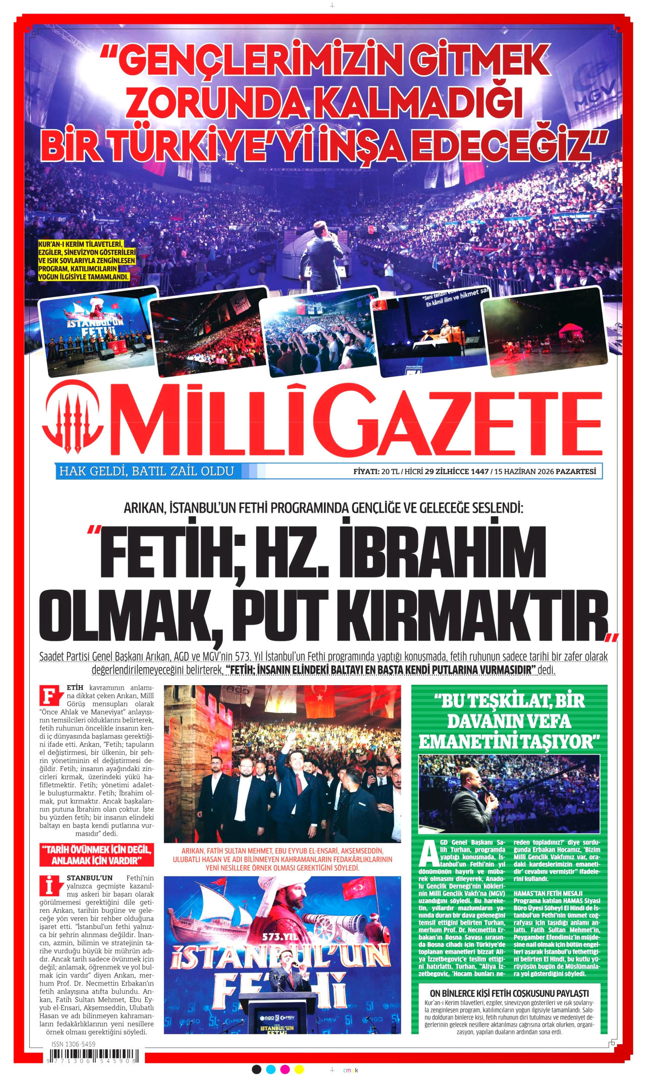Milli Gazete Manşeti
