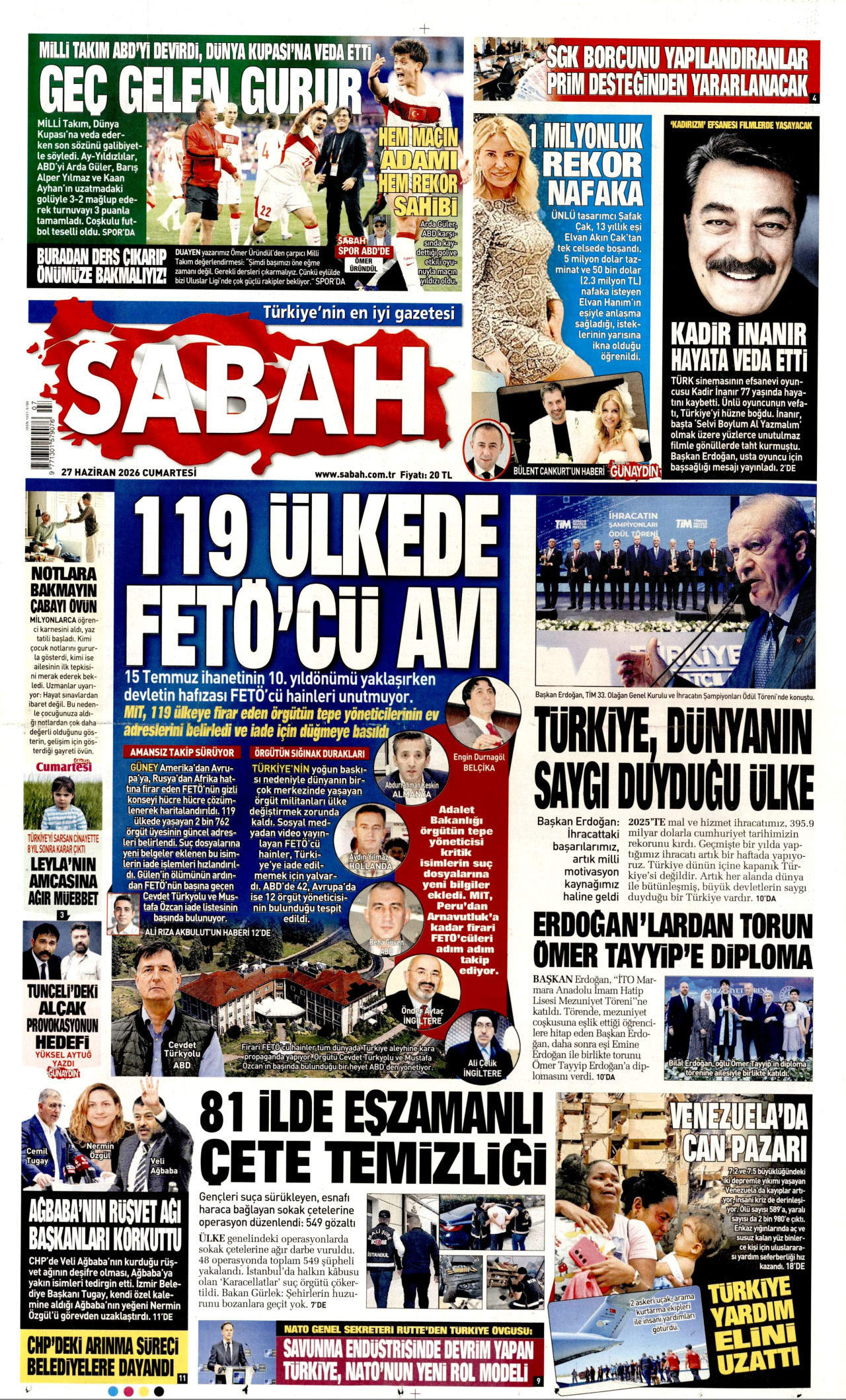 Sabah 1. sayfa