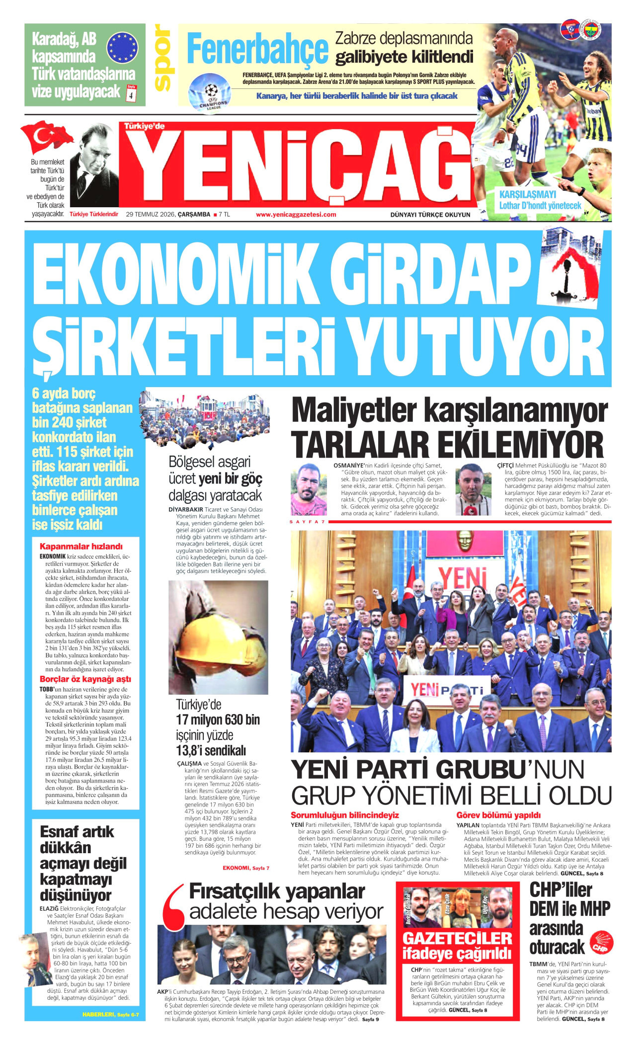 Yeniçağ Manşeti