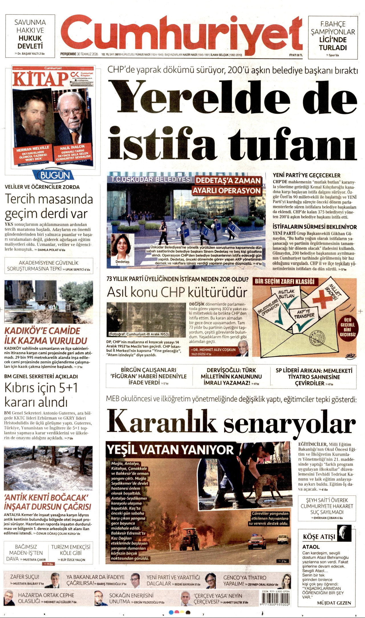 Cumhuriyet Manşeti