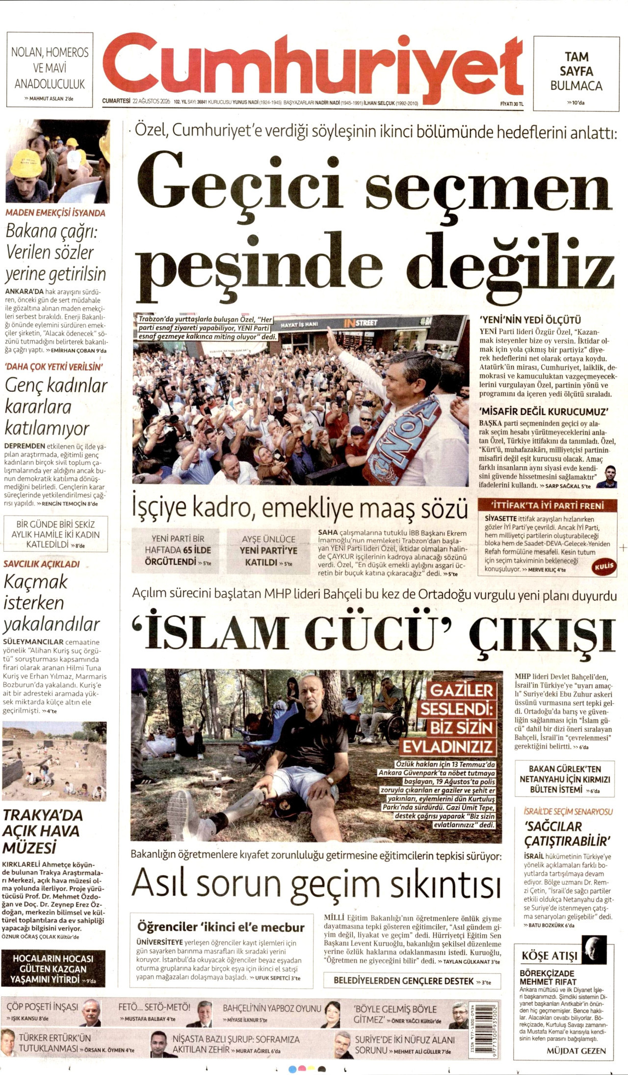 Cumhuriyet Manşeti