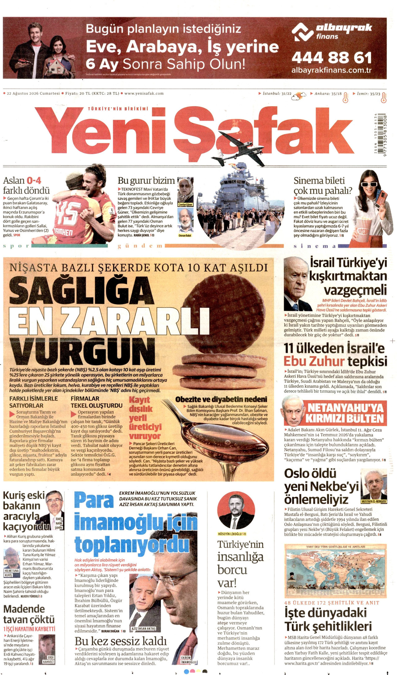 Yeni Şafak Manşeti