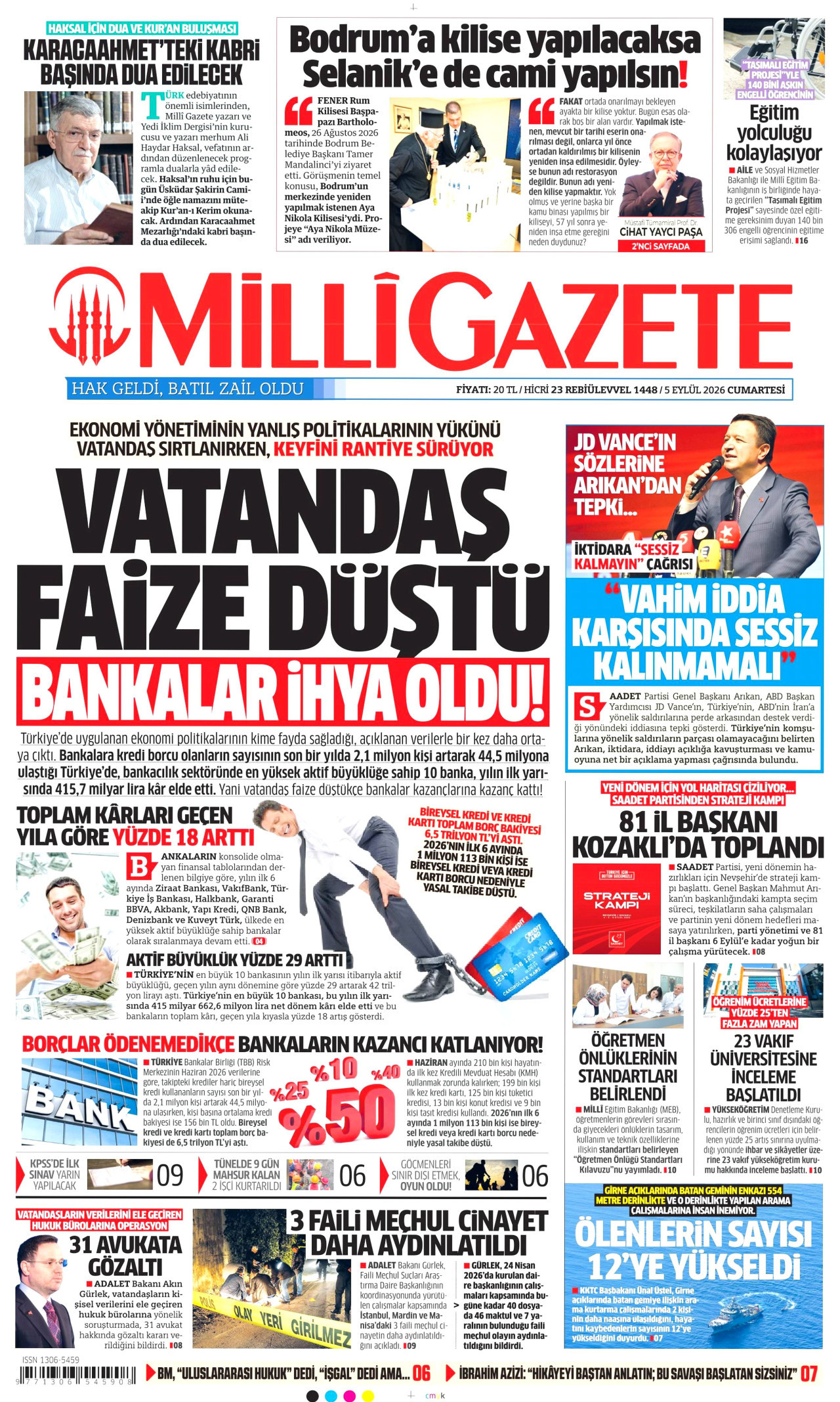 Milli Gazete Manşeti