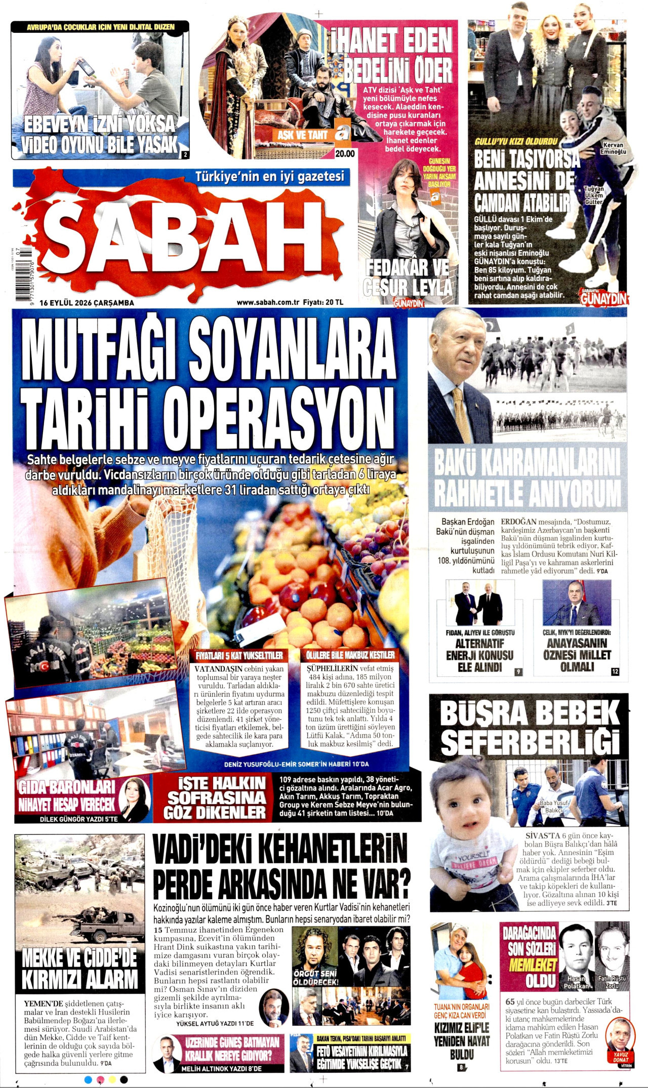 Sabah Manşeti