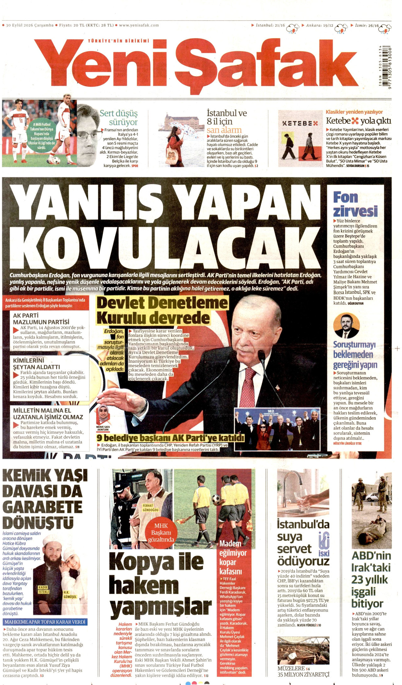 Yeni Şafak Manşeti