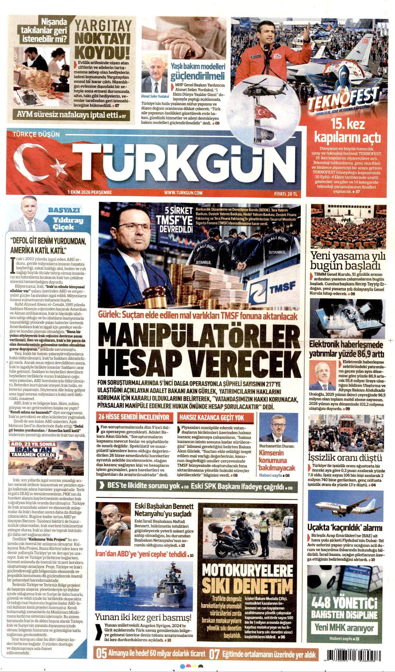 Türkgün Manşeti