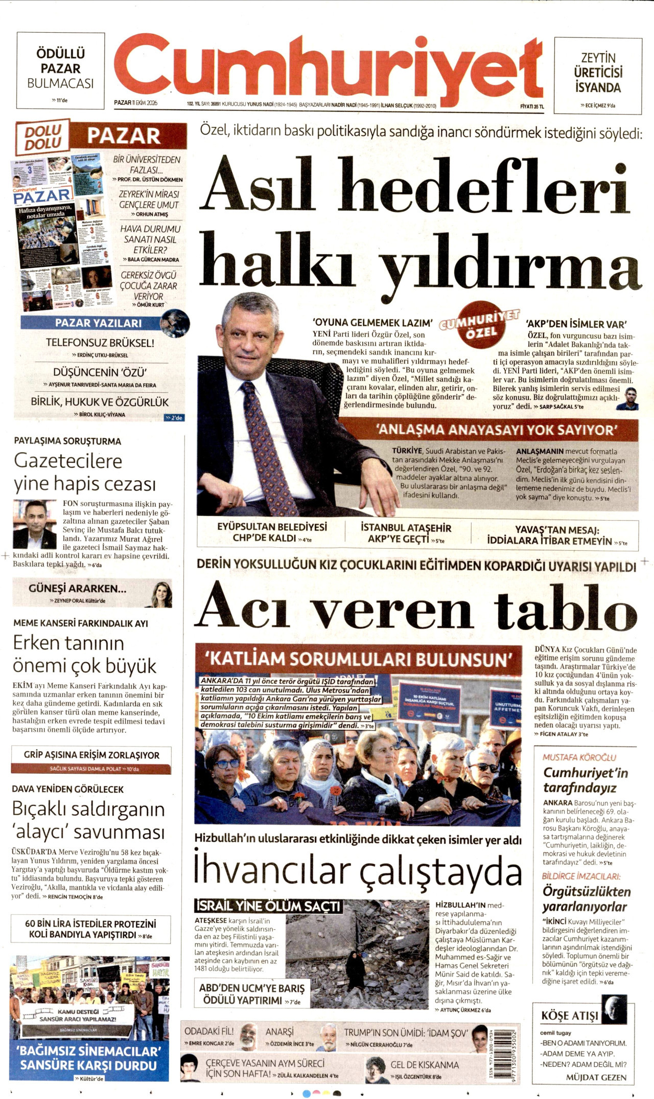Cumhuriyet Manşeti