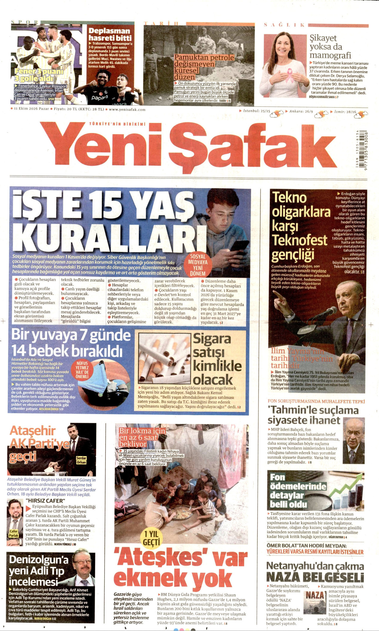 Yeni Şafak Manşeti