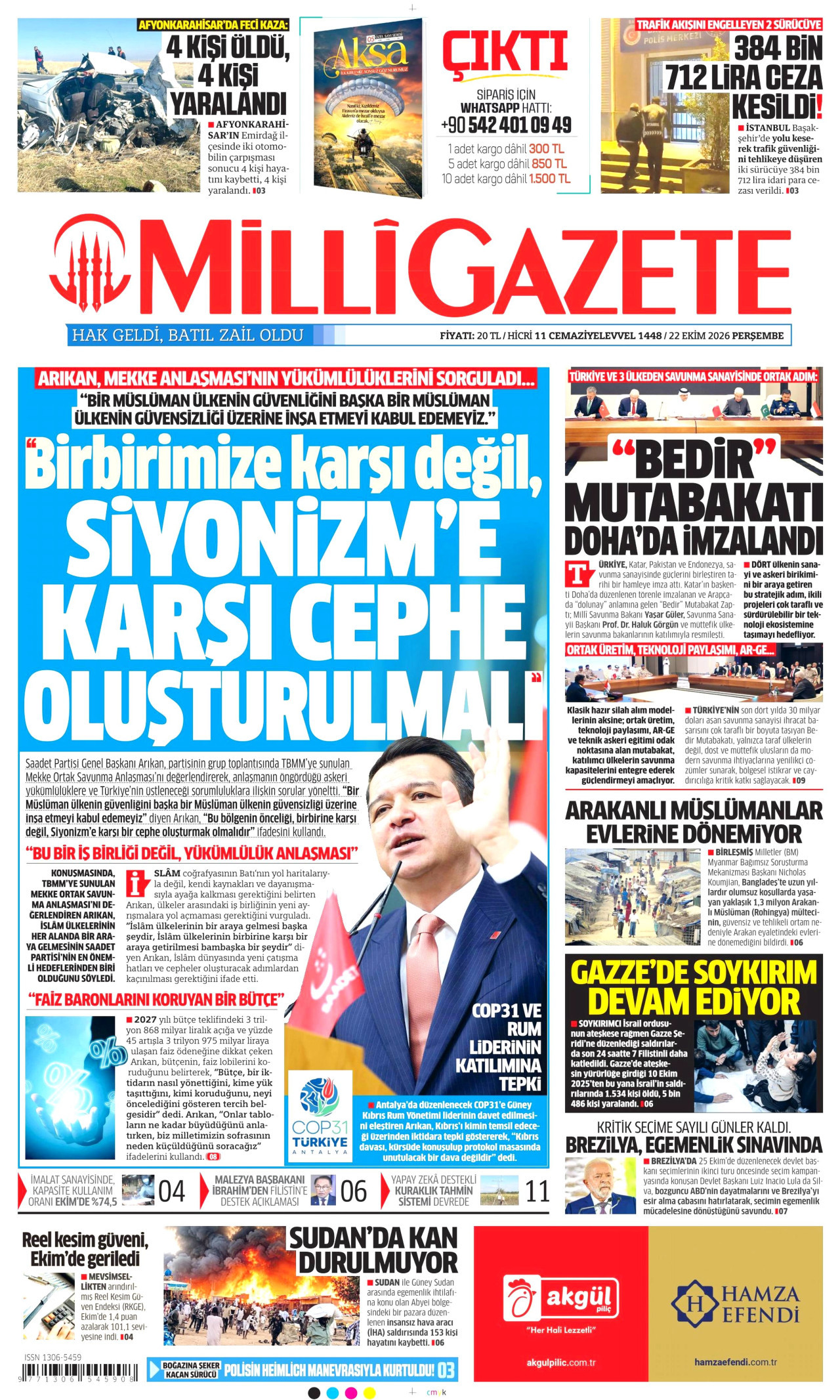 Milli Gazete Manşeti