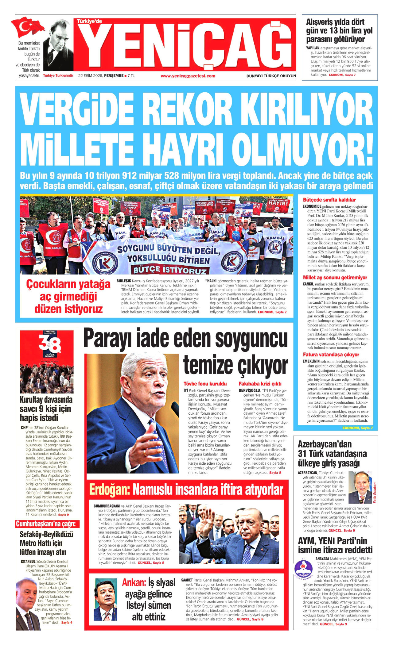Yeniçağ Manşeti