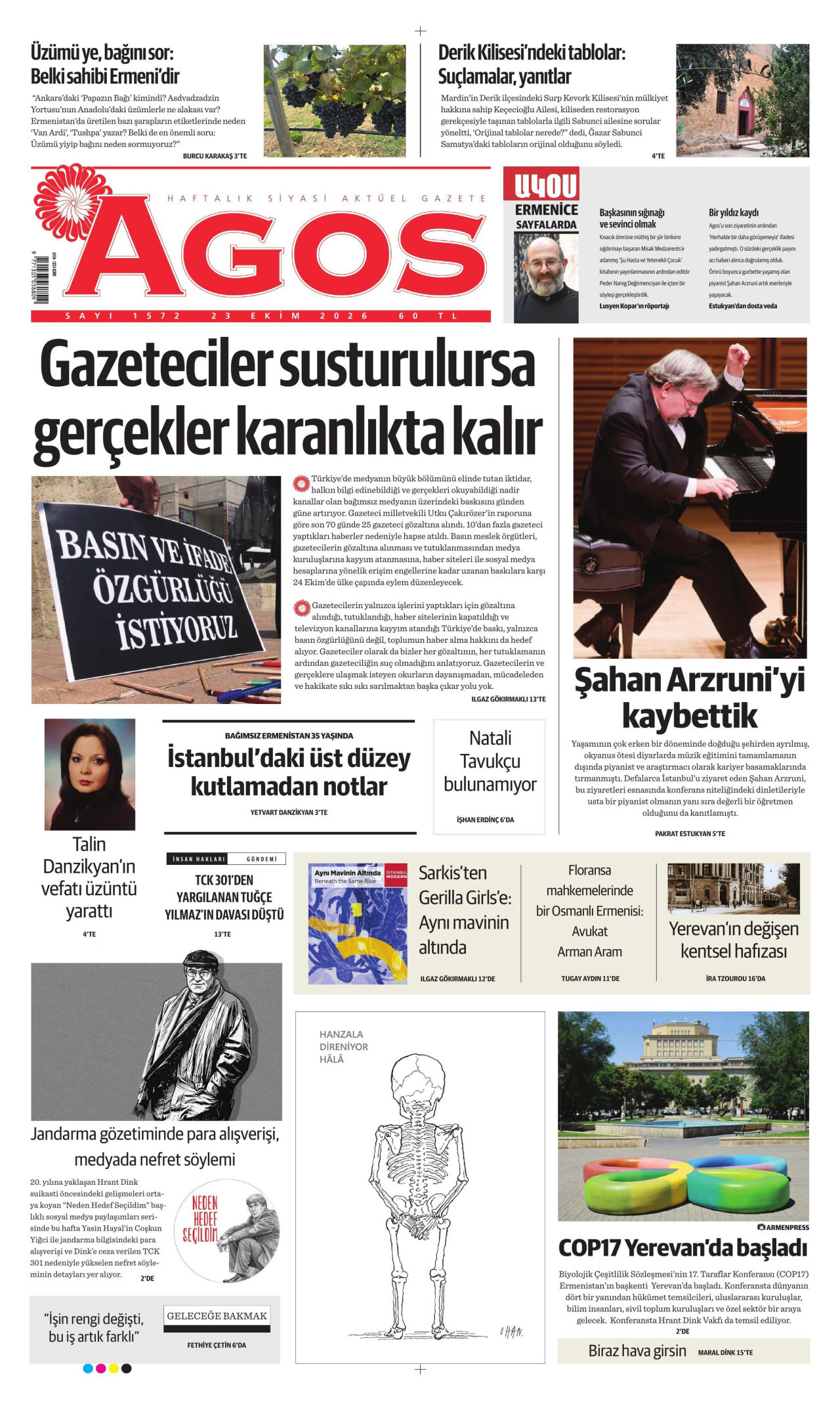 AGOS gazetesi 23 Ekim 2026 tarihli ilk sayfası