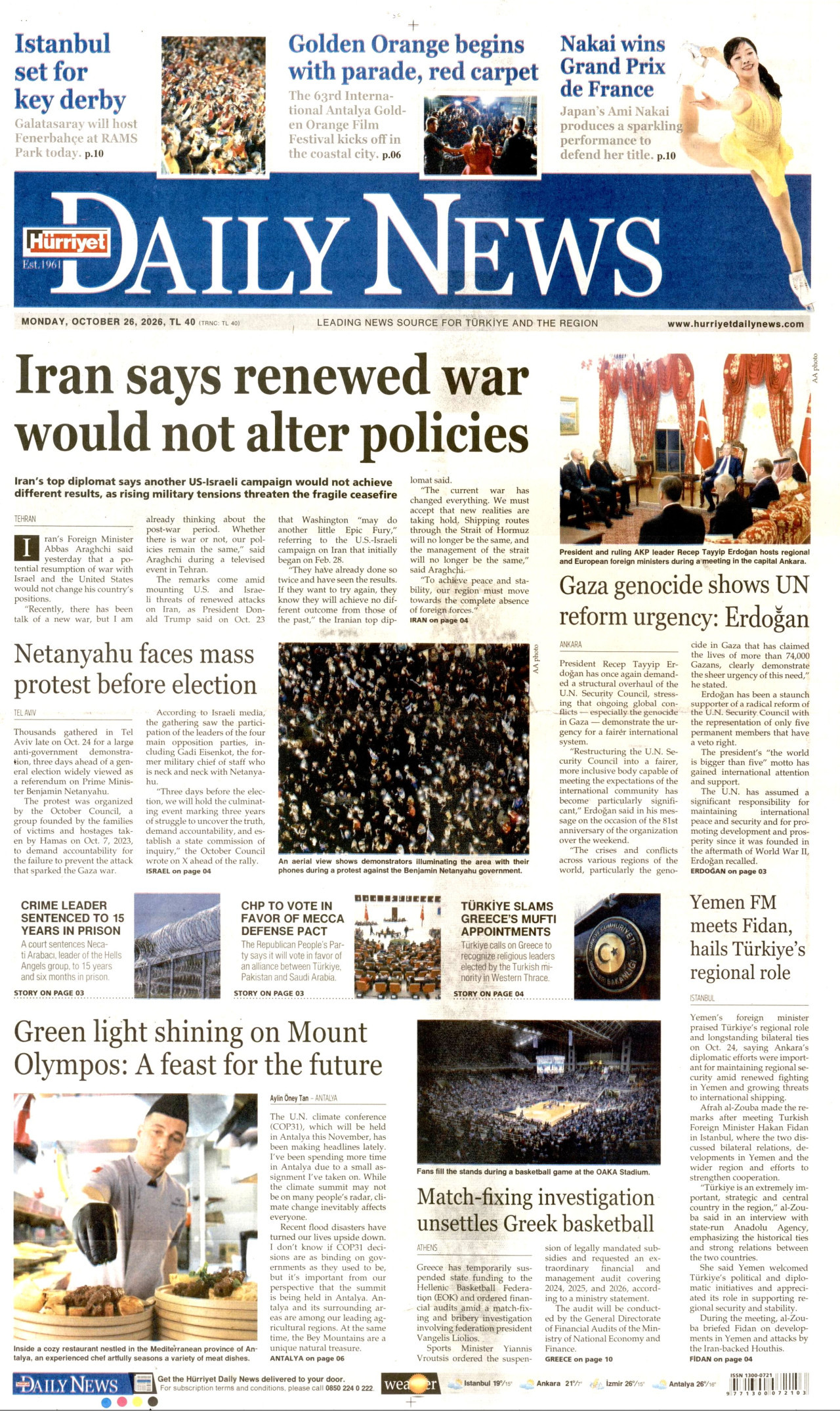 Hurriyet Daily News — Günün Manşeti